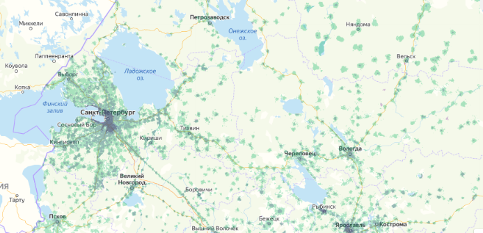 Зона покрытия МТС на карте Ликино-Дулево 